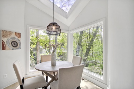 Pitch Lake, Roswell — the breakfast nook under a skylit vault