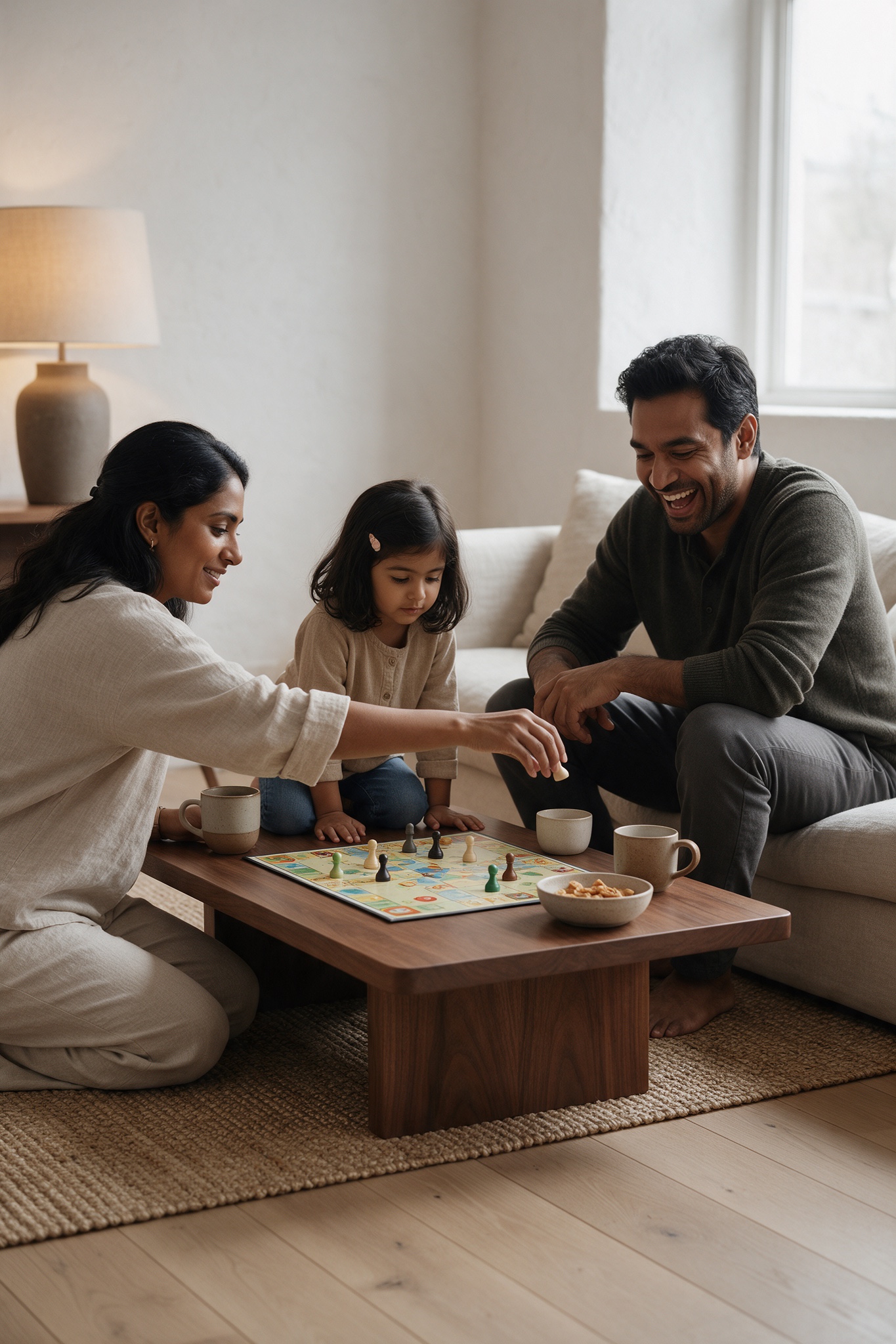 Homeowners at ease in their living room